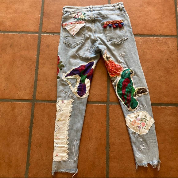 Zara Upcycled Patched Destroyed denim, jeans, - Picture 3 of 15